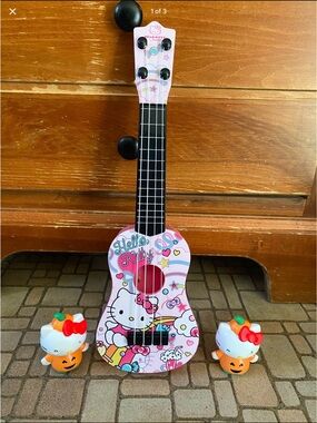 Hello Kitty Pink Cartoon Kids Ukulele with Black Neck